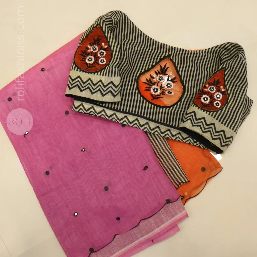 Triple shaded saree,orange,purple and violet