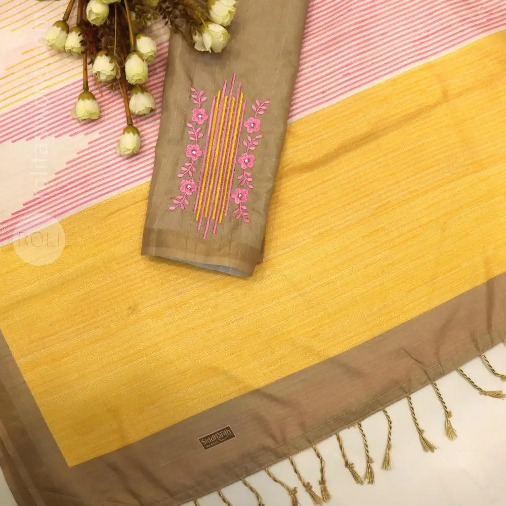 Soft ivory with a warm coffee-beige brown border
