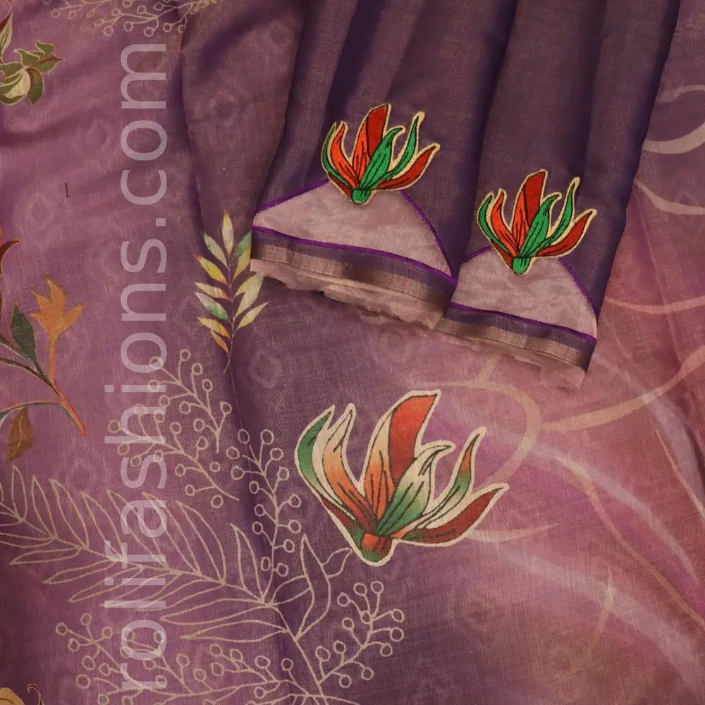 Three shades of purple saree with designer blouse