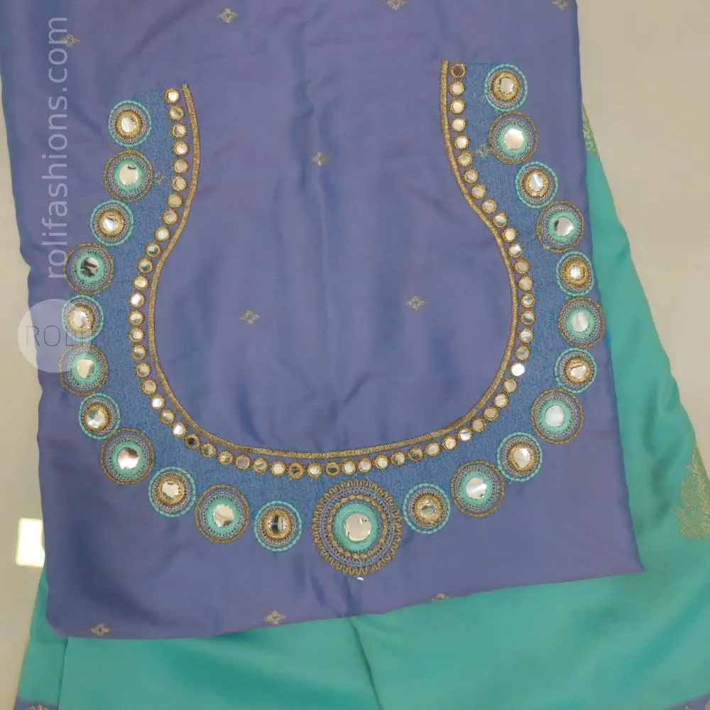 Aqua Pastel blue saree withroyal bluish purple blouse