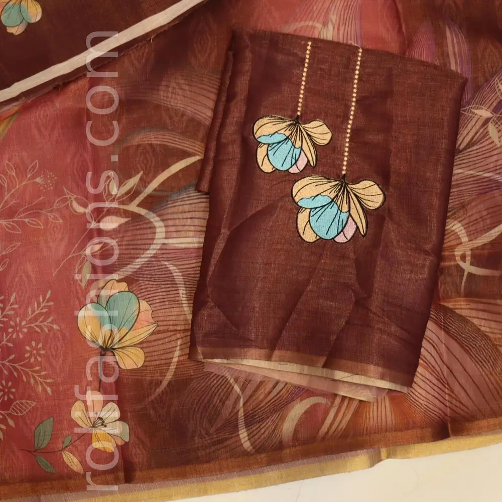 Onion skin triple tone sareewith designer blouse