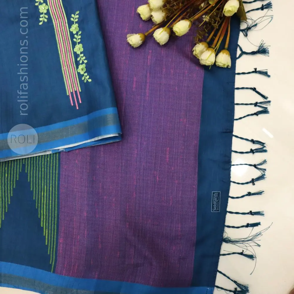 Rich deep teal-blue with Rose pink stripes