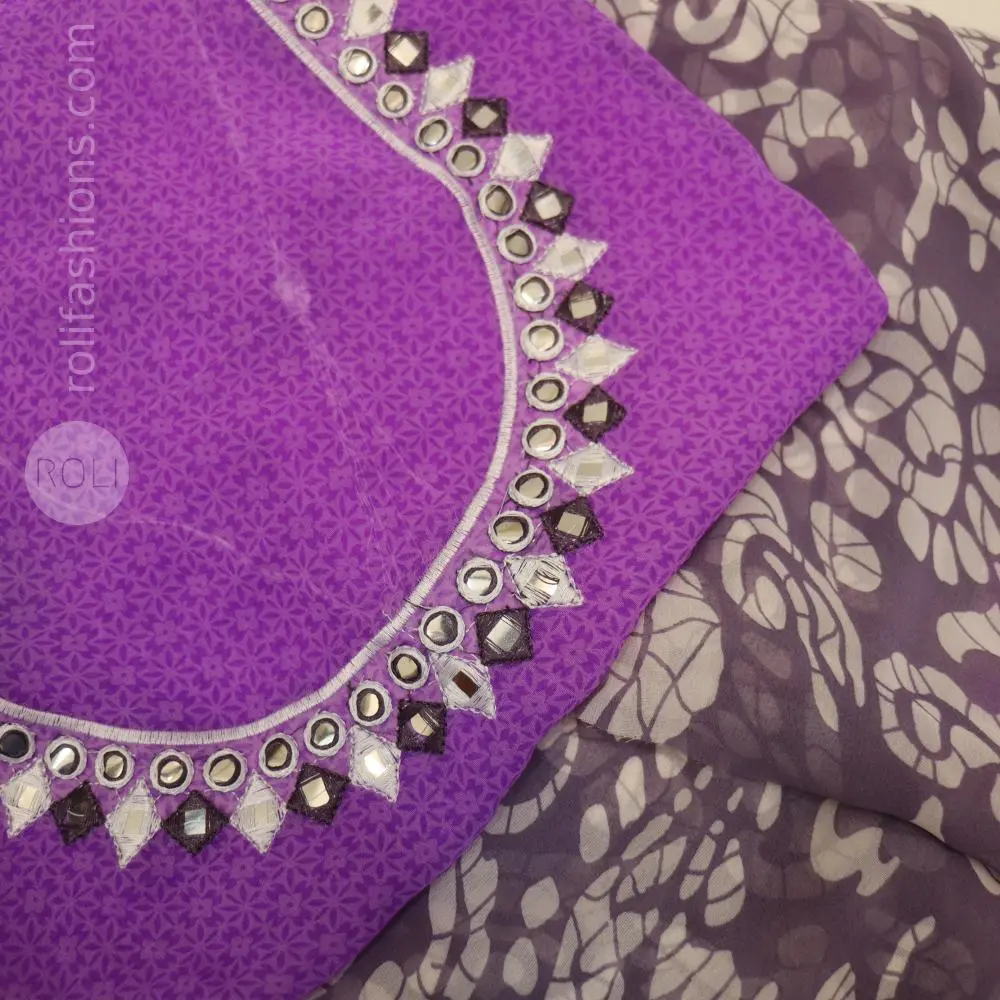 Amethyst purple saree with Vivid orchid border