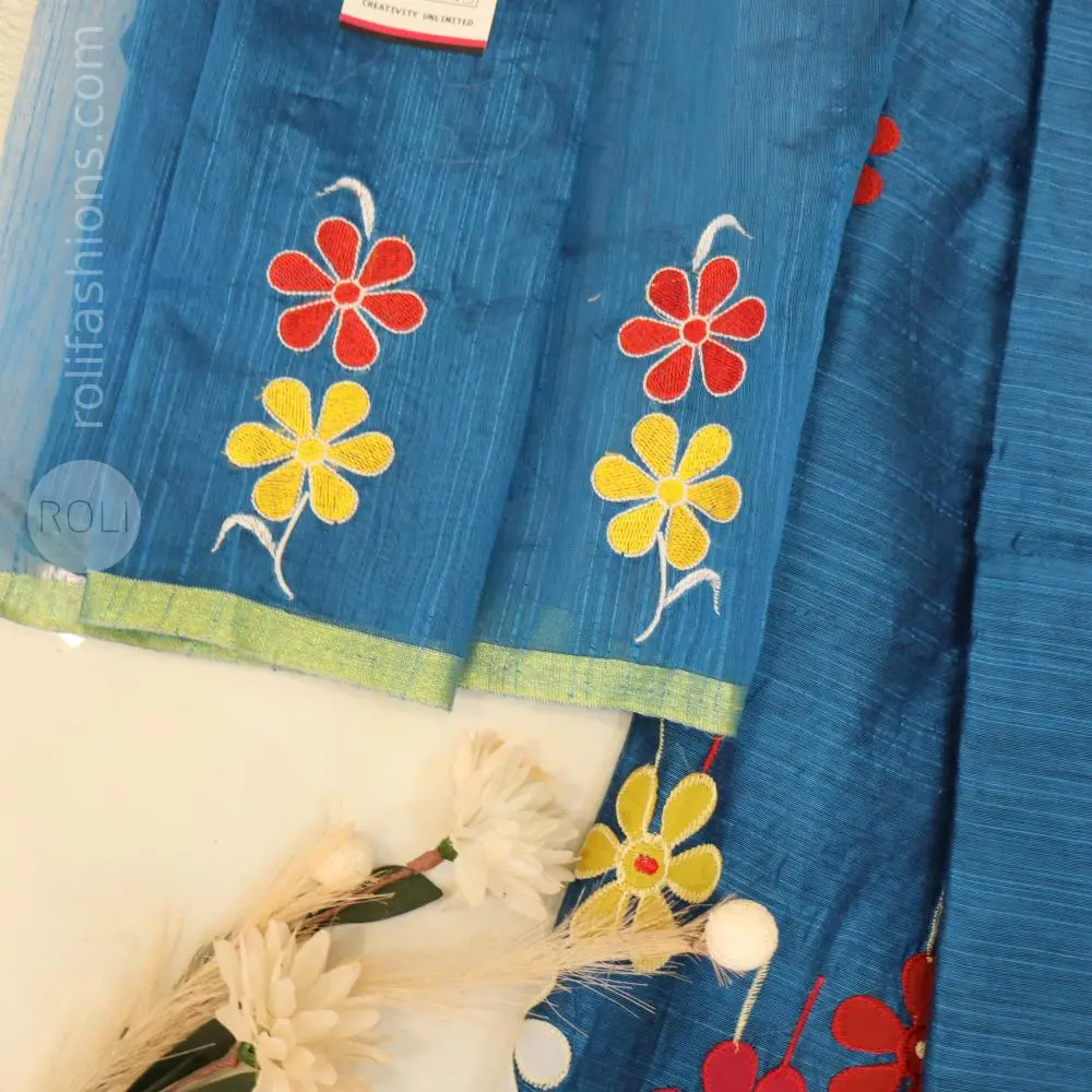 Deep azure blue saree