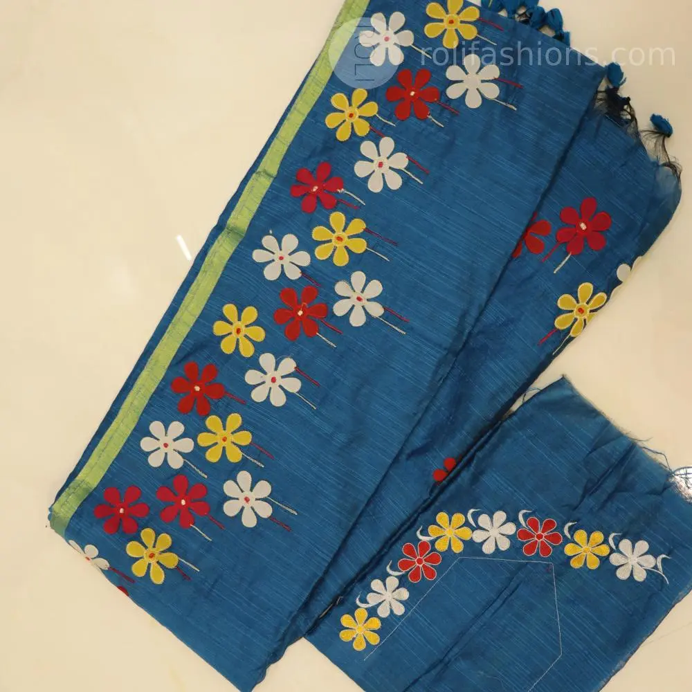 Deep azure blue saree