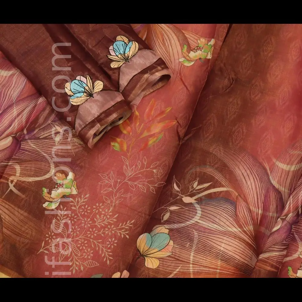 Onion skin triple tone sareewith designer blouse