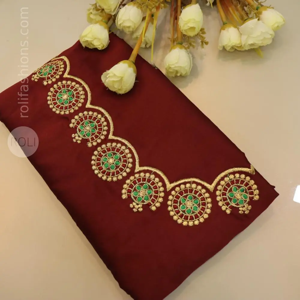Royal Wine Maroon with gold and green embroidery