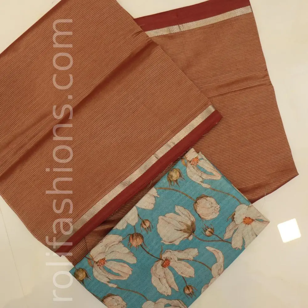 Onion skin saree with maroon border