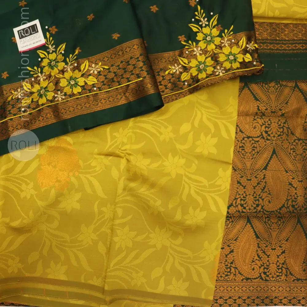 Greenish gold with bottle green 