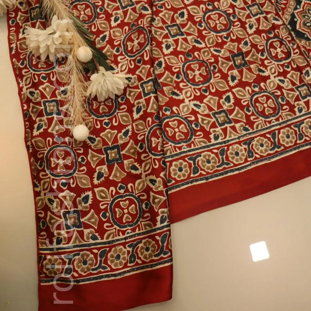 Red and Aegean Blue Modal saree