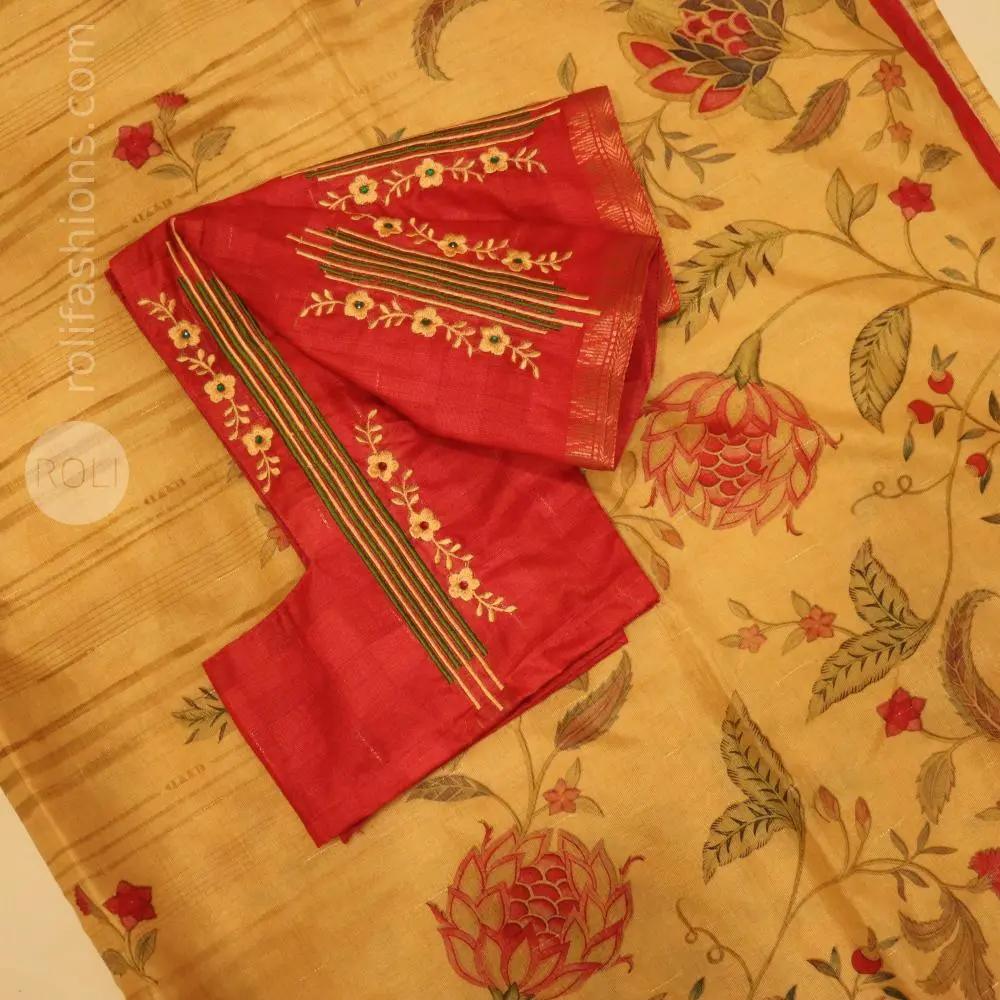 Beige saree with Punch Pink border