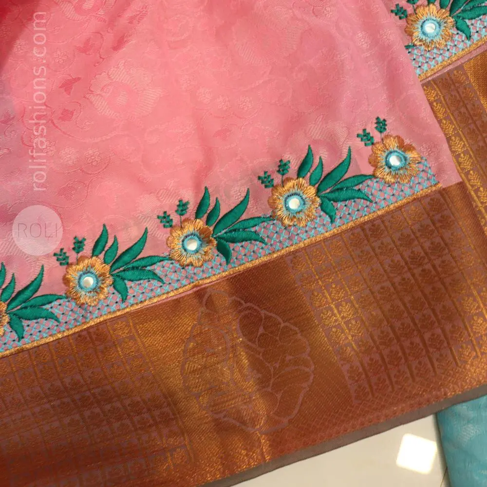Blue saree with Pink blouse