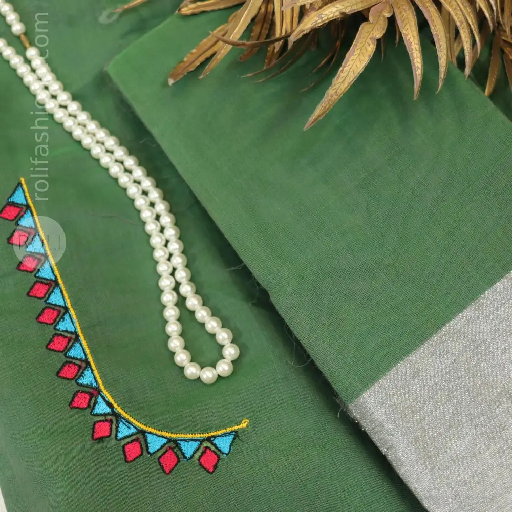 Asparagus Green with Silver Border