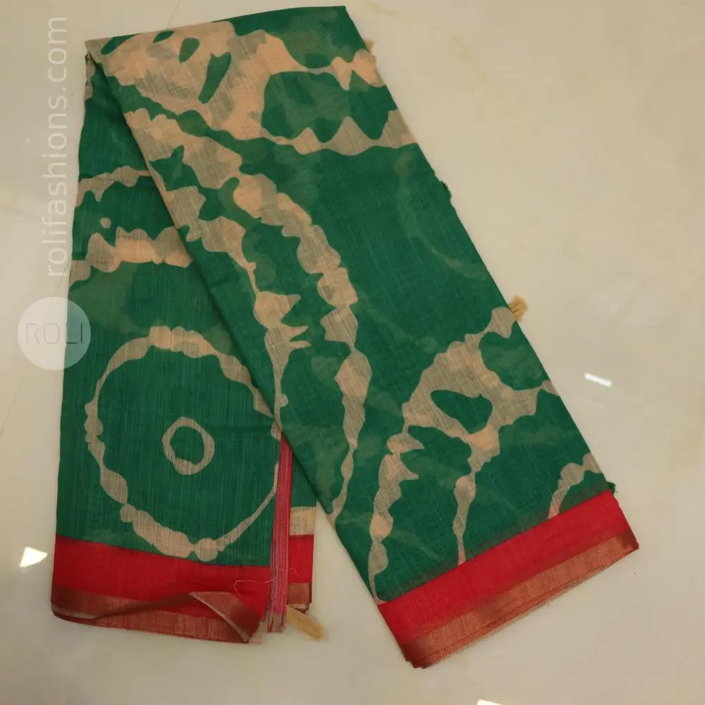 Green Linen cotton saree