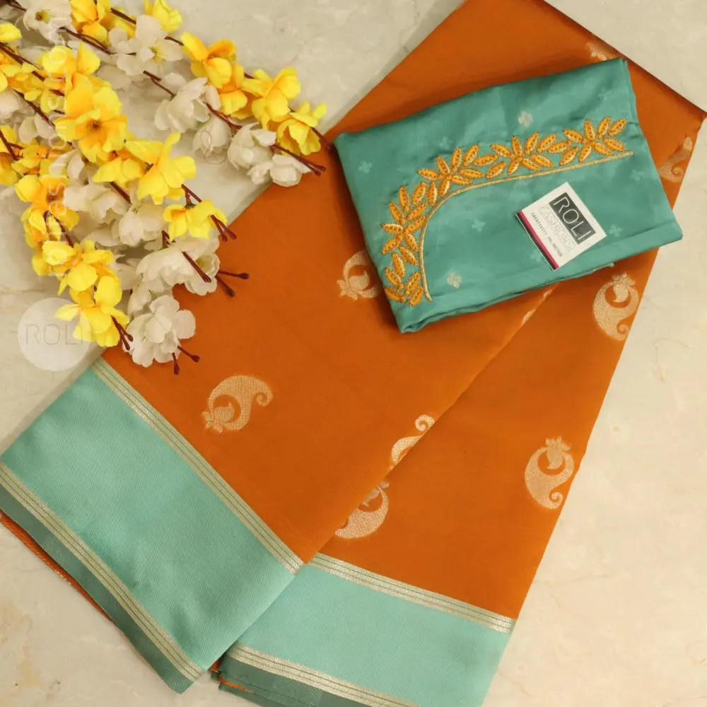 Magical mustard with teal blue border