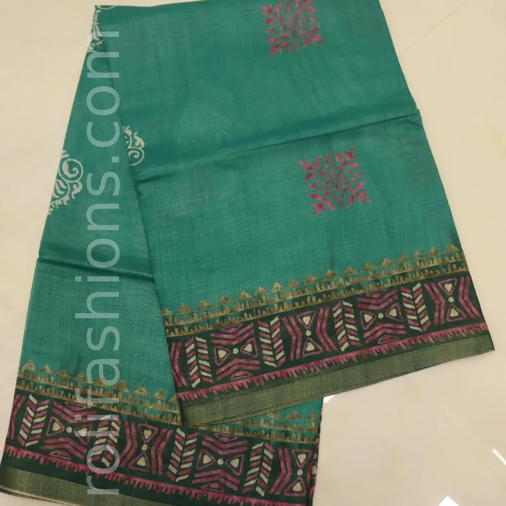 Sea green and purple boarder saree