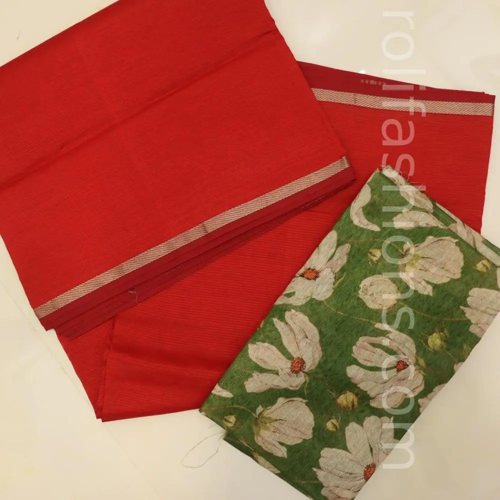 Red saree with Maroon border, Algea green blouse