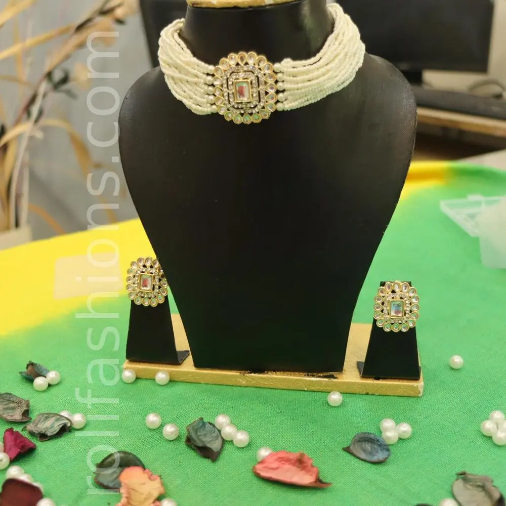 White luxury beads set for your  any  outfit