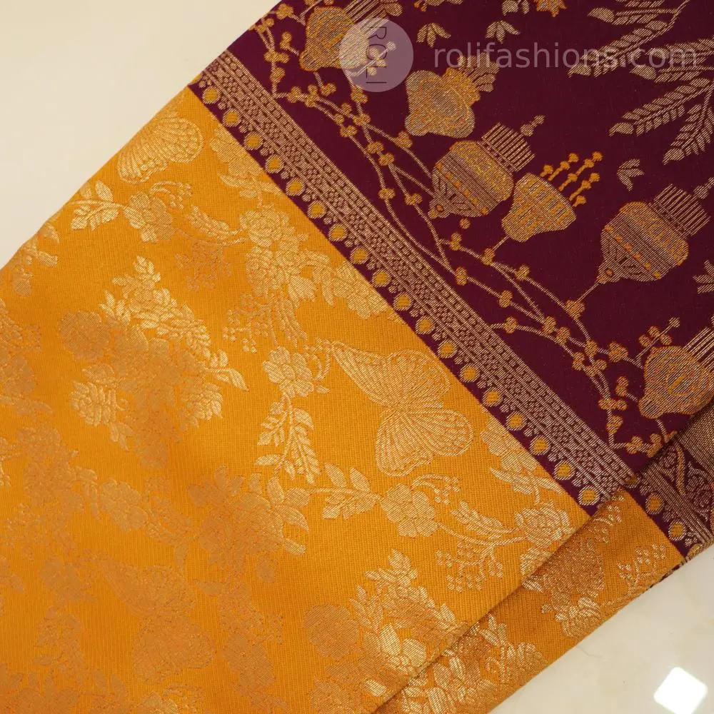 Mango goddess yellow with wine border