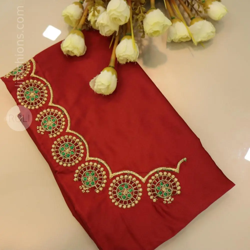 Royal Chilly red with gold and maroon embroidery