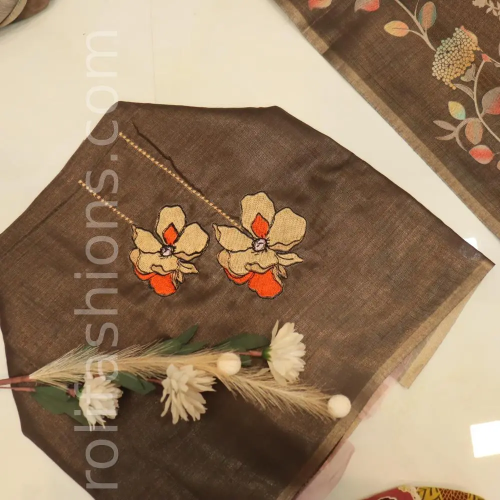 Three shades of brown with  floral print