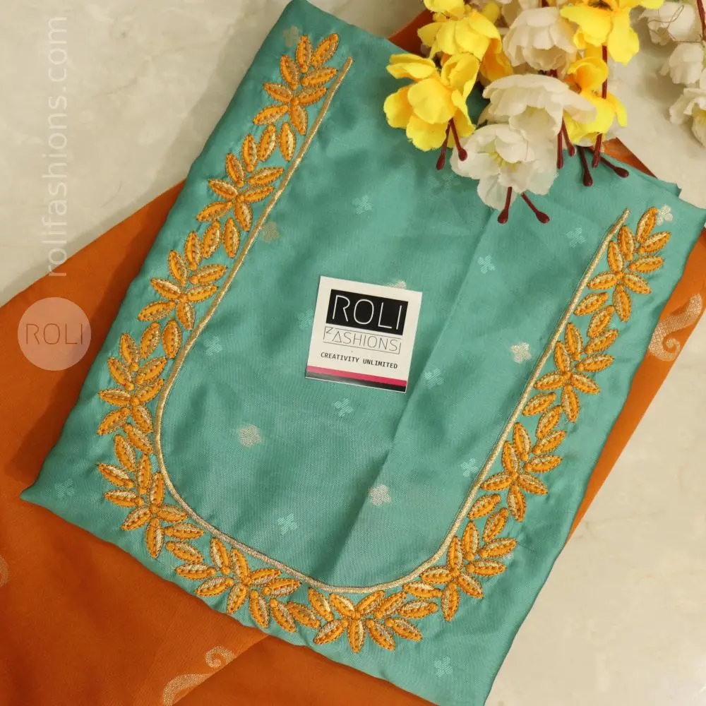 Magical mustard with teal blue border