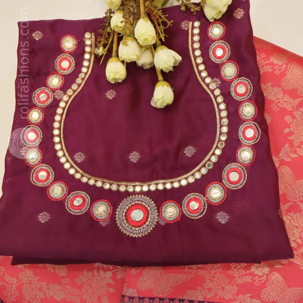 Rust orange with wine border silk saree