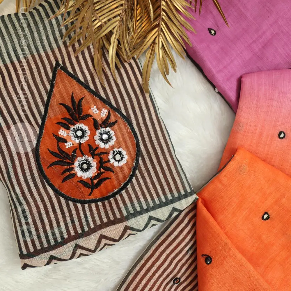 Triple shaded saree,orange,purple and violet