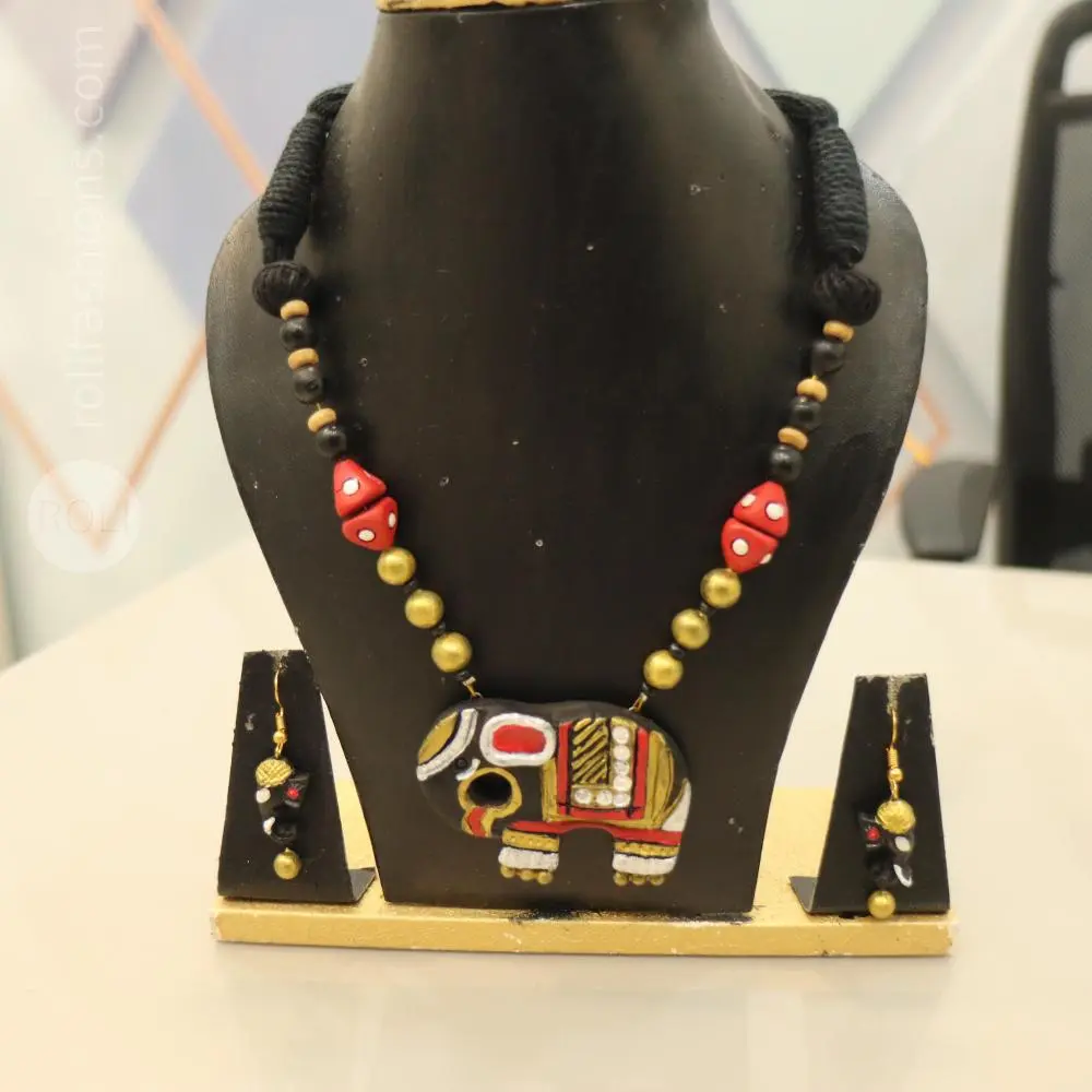 Black with red and white