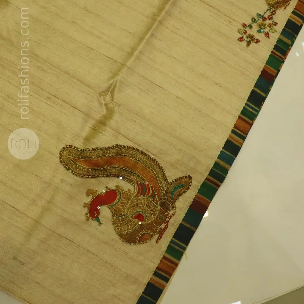 Goddess white with saree with kantha hand work