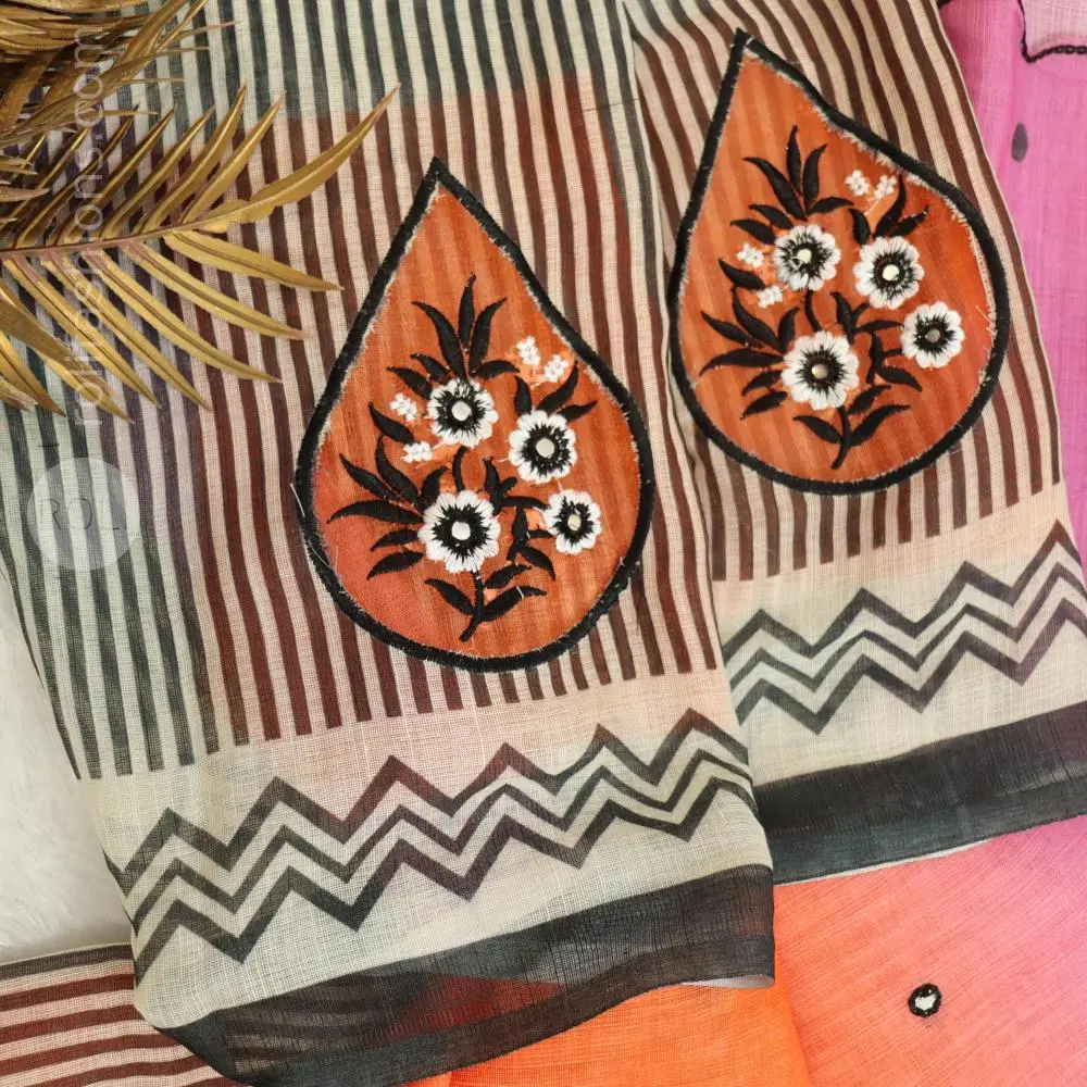 Triple shaded saree,orange,purple and violet