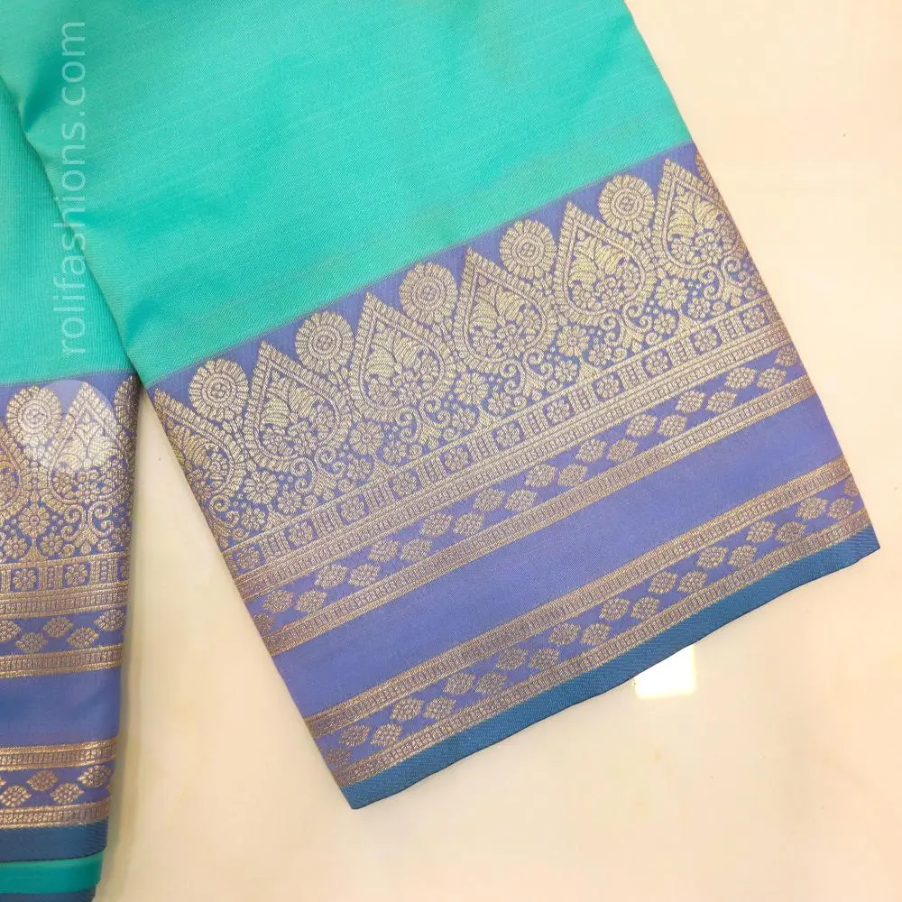Aqua Pastel blue saree withroyal bluish purple blouse