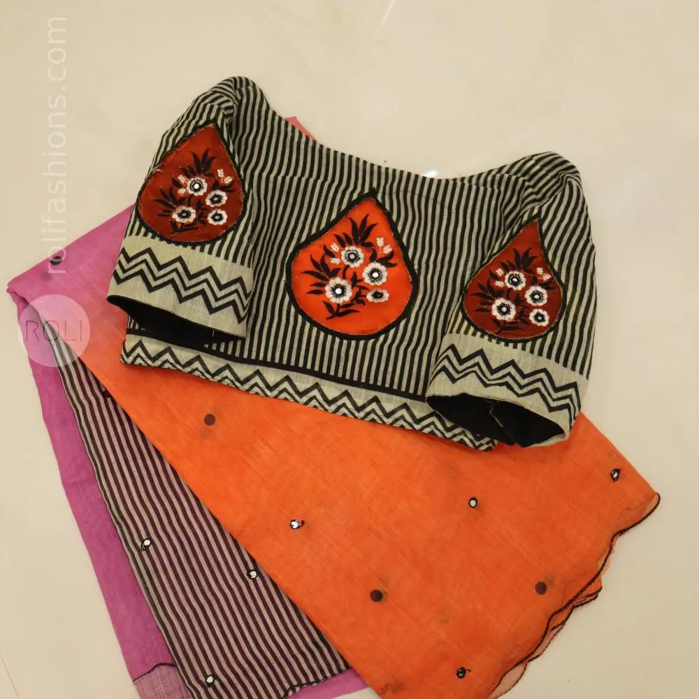 Triple shaded saree,orange,purple and violet