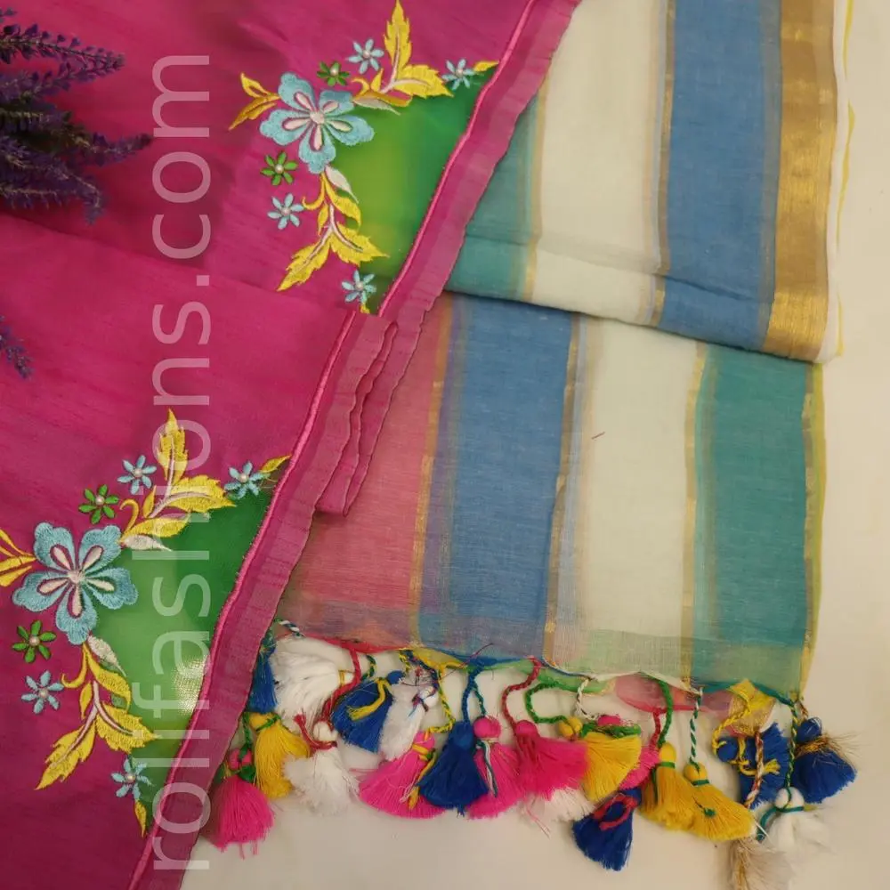 Multi colour rainbow saree 