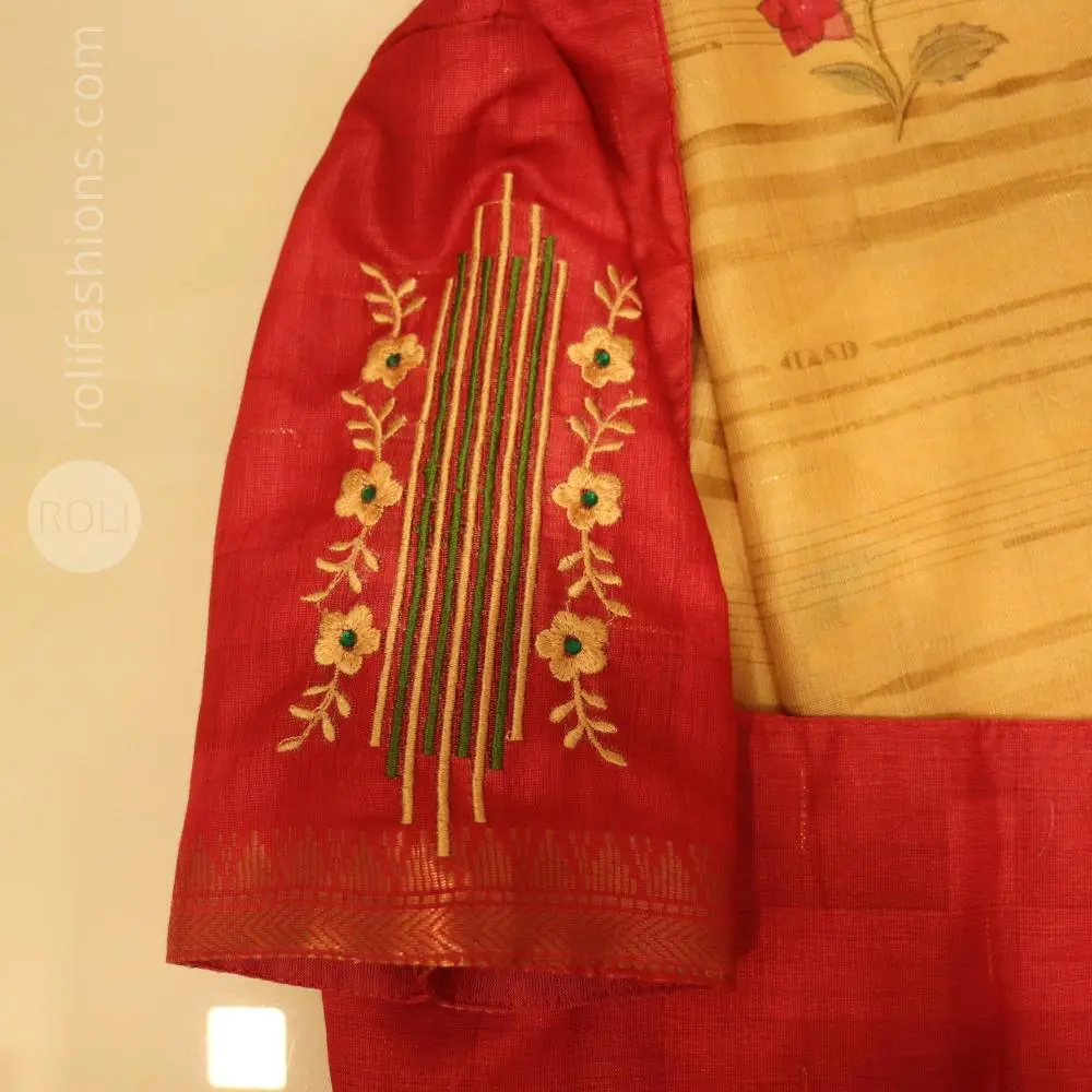 Beige saree with Punch Pink border