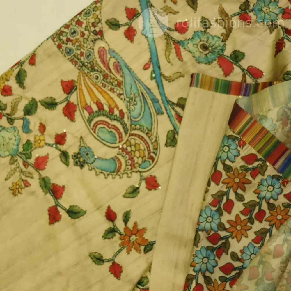 Goddess white with saree with kantha hand work
