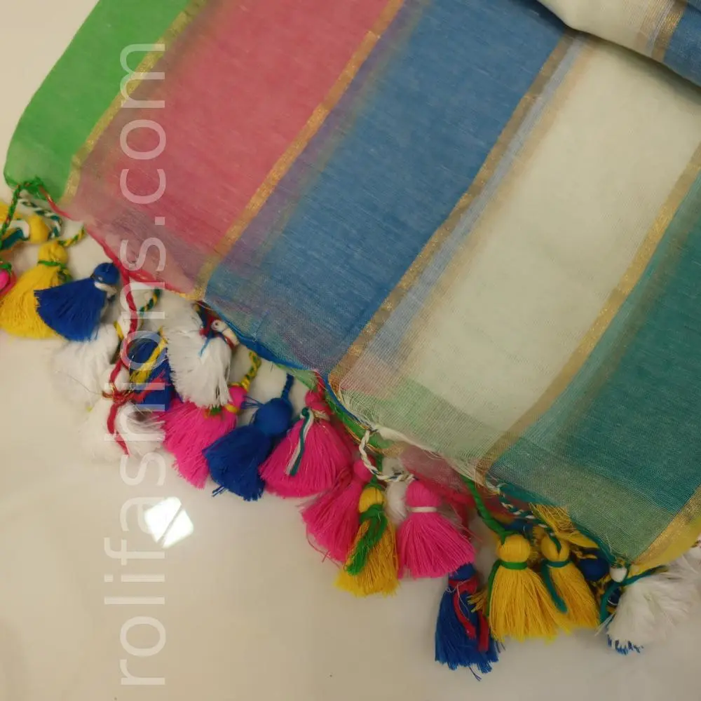 Multi colour rainbow saree 