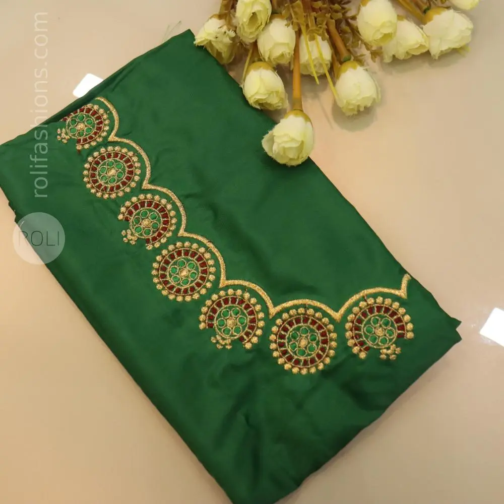 Deep Emerald Green with gold and green embroidery