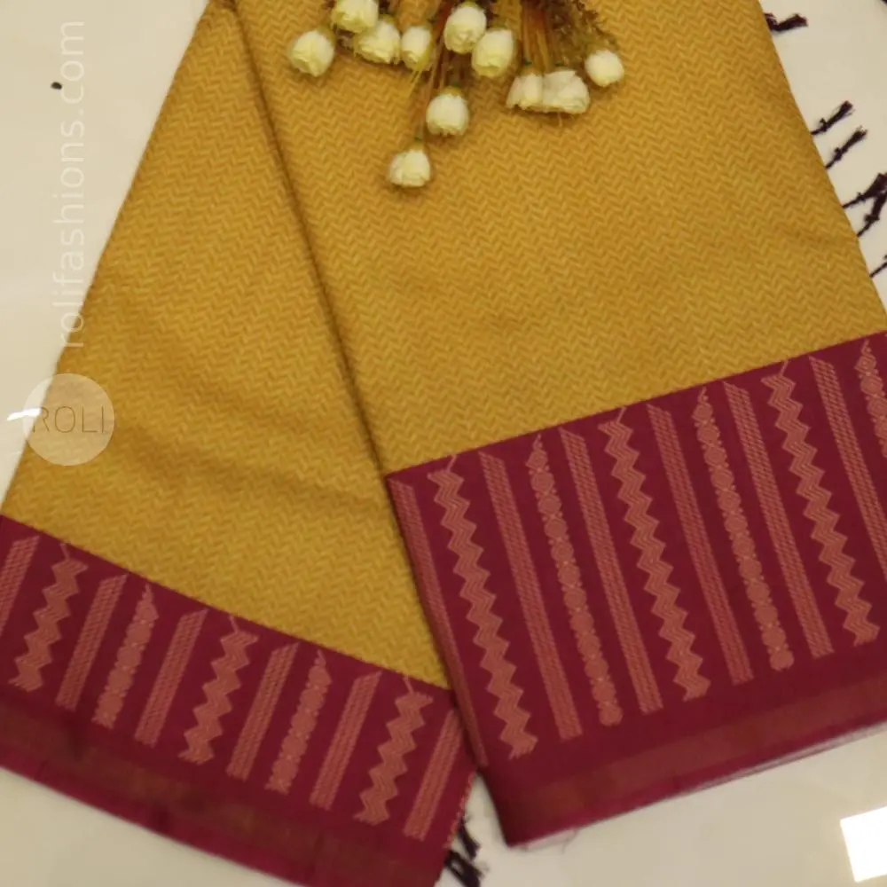 Mustard Yellow & Maroon with Gold Zari