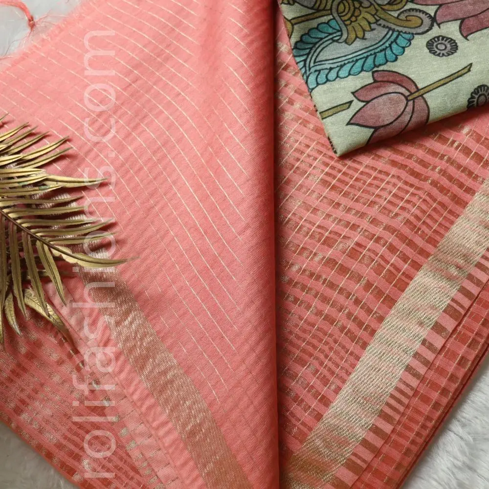 Pastel Pink saree and printed blouse