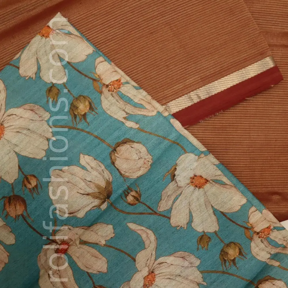 Onion skin saree with maroon border