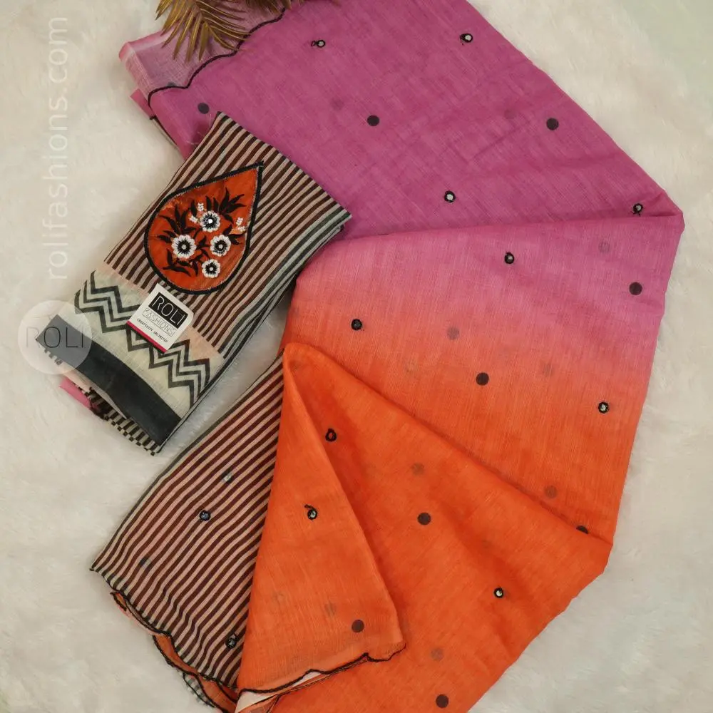 Triple shaded saree,orange,purple and violet