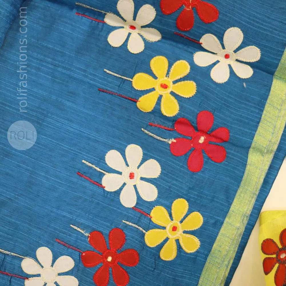 Deep azure blue saree