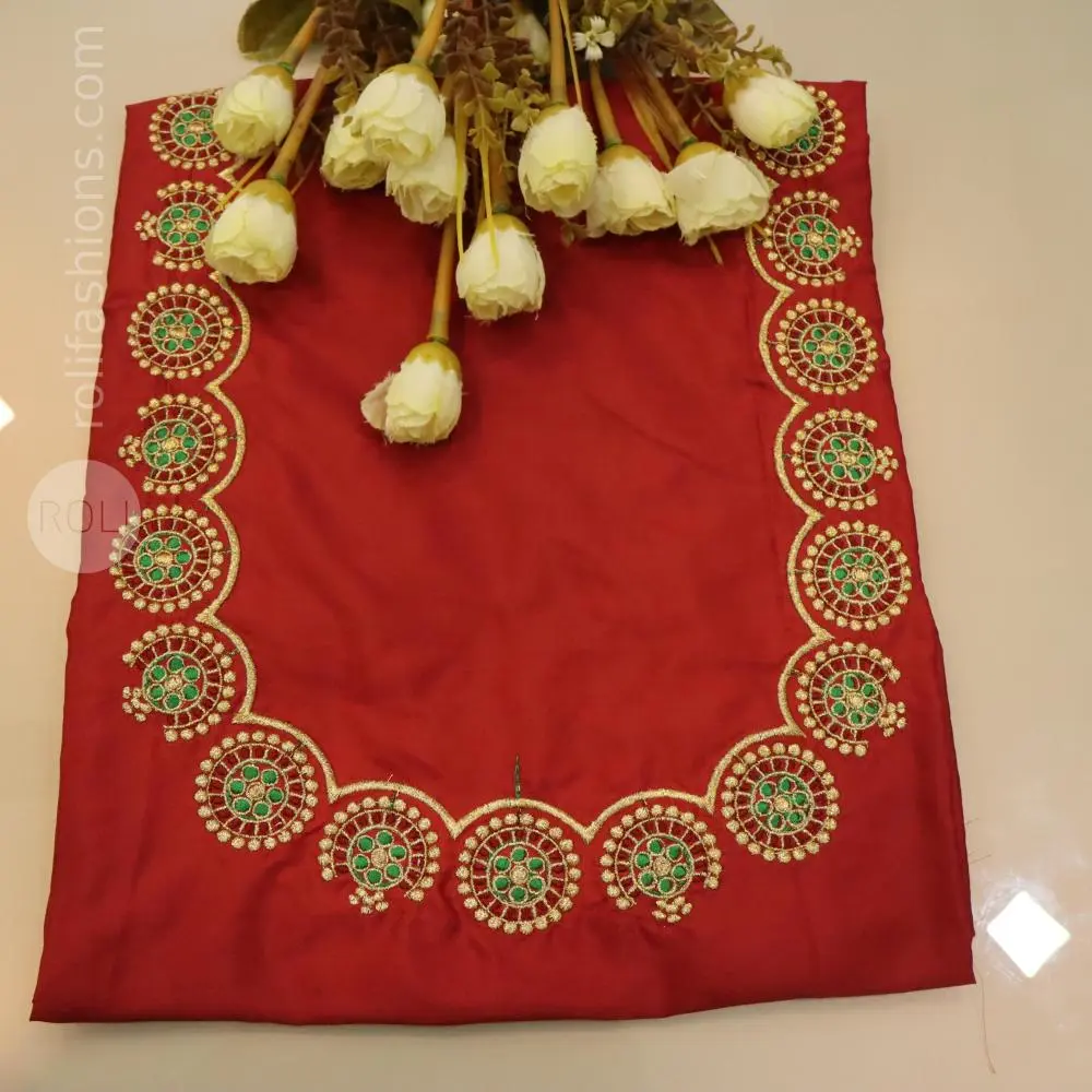 Royal Chilly red with gold and maroon embroidery