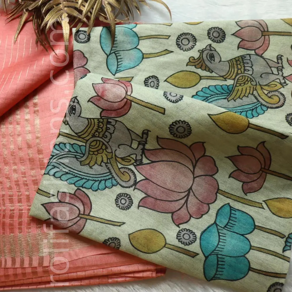Pastel Pink saree and printed blouse