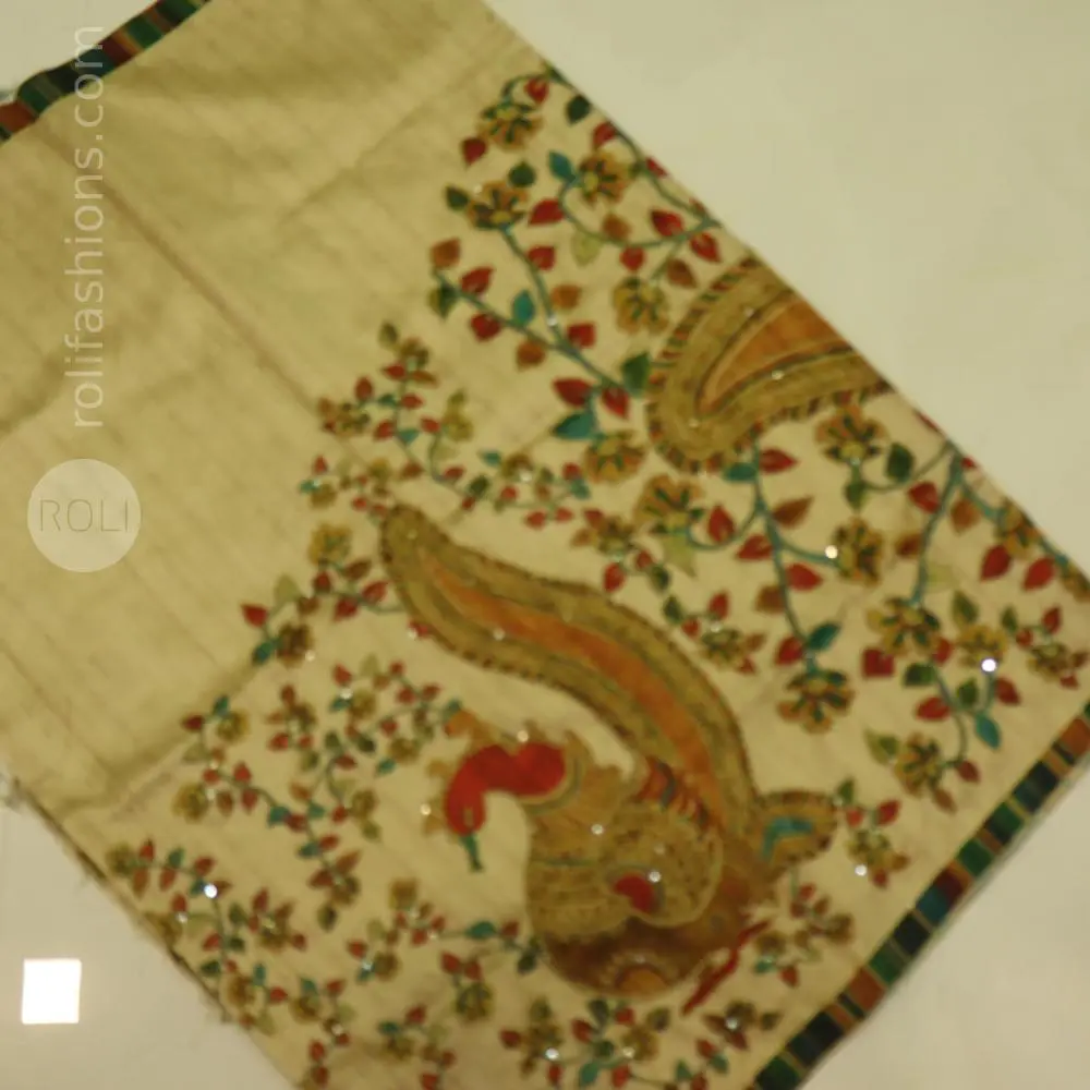 Goddess white with saree with kantha hand work