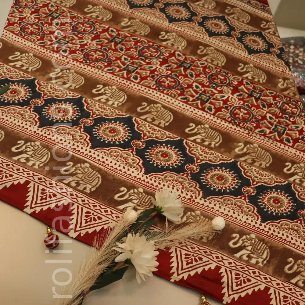 Red and Aegean Blue Modal saree