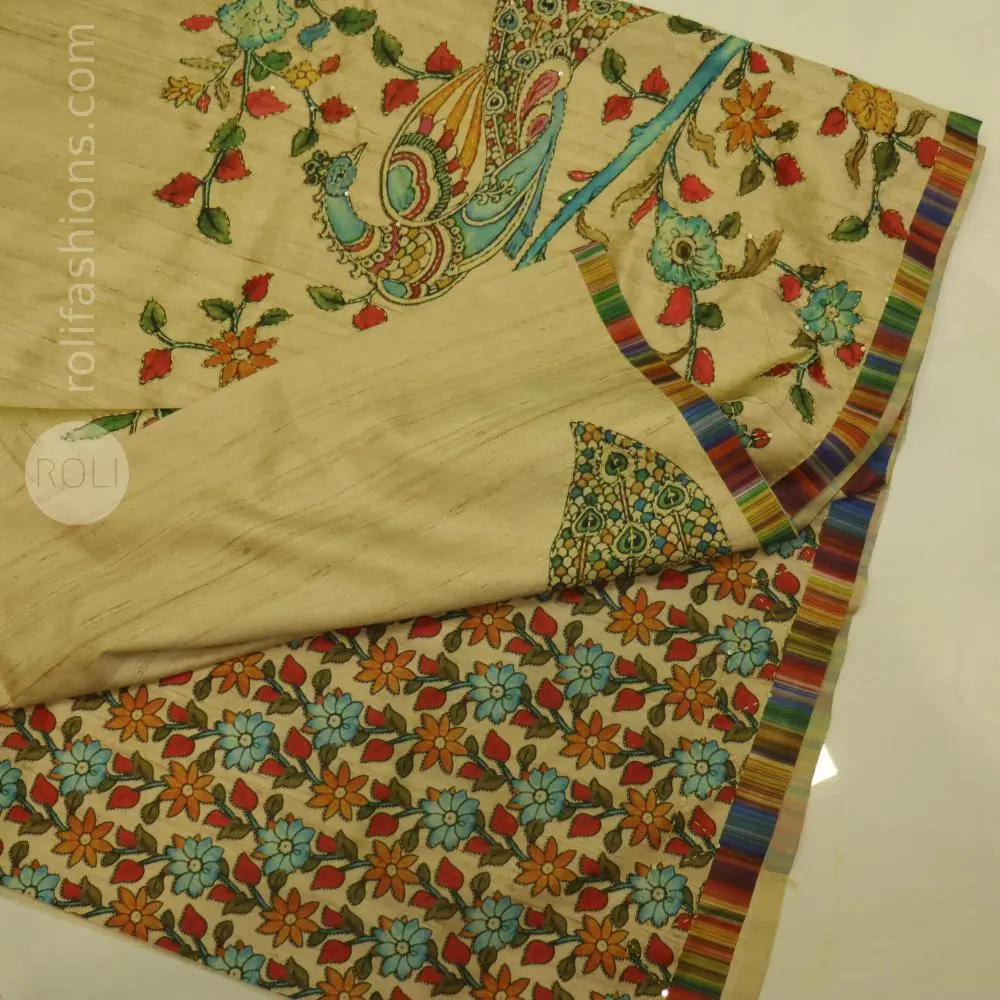 Goddess white with saree with kantha hand work