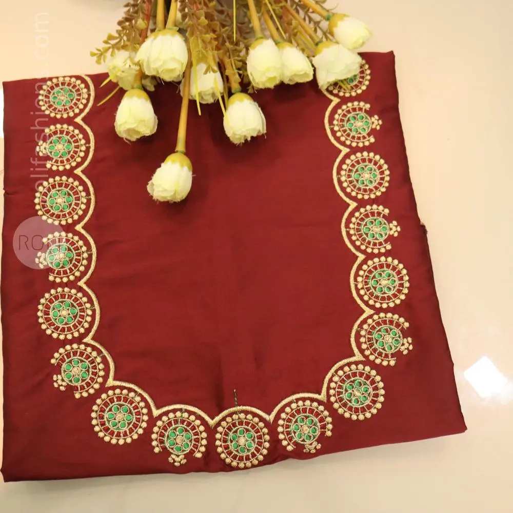Royal Wine Maroon with gold and green embroidery