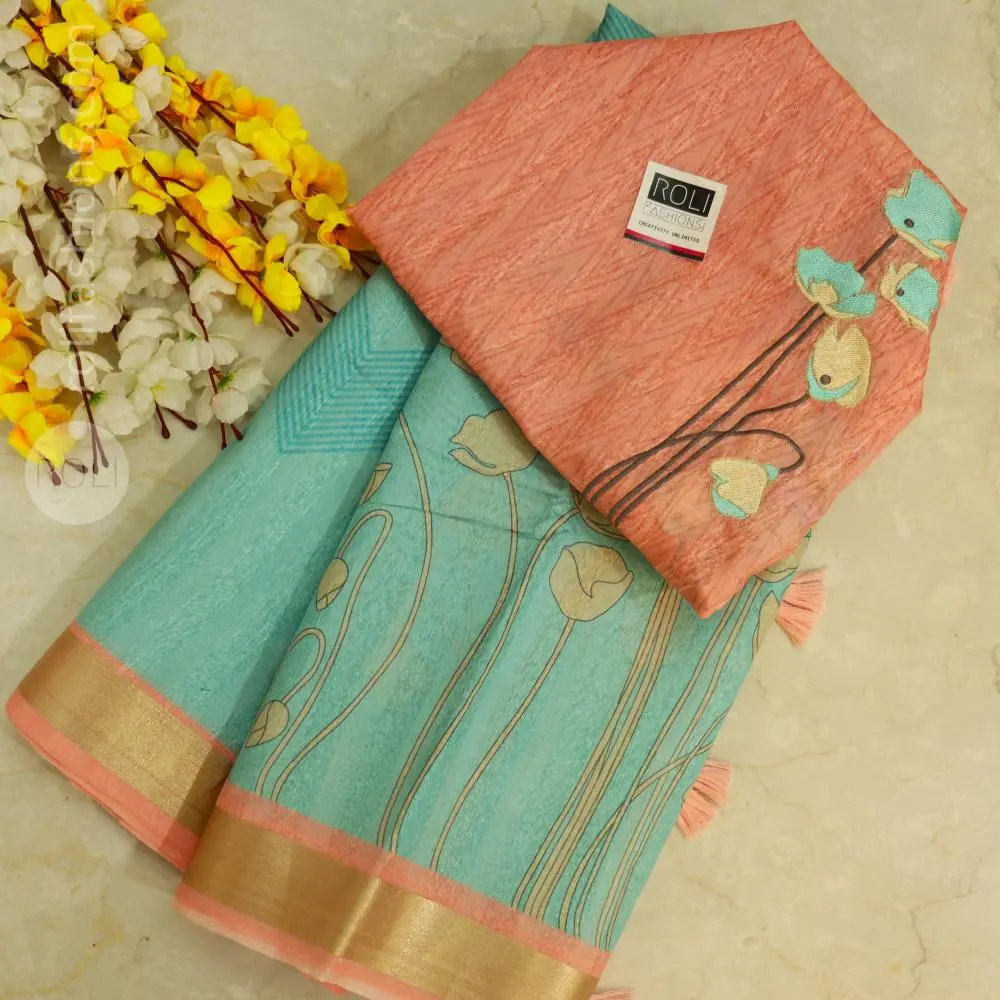 Aqua teal body paired with a dusty peach